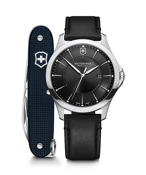 Victorinox Alliance 241904.1 Swiss Made Quartz Watch 40mm Black Dial Black Leather Strap - with | Sold by Uncle Wiener's Wholesale