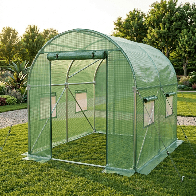 Walk - In Tunnel Greenhouse – All - Season Plant Hot House with Dome & Peak Roof Options - General Equipment with 10' x 6' x 6' Dome | Sold by Uncle Wiener's Wholesale