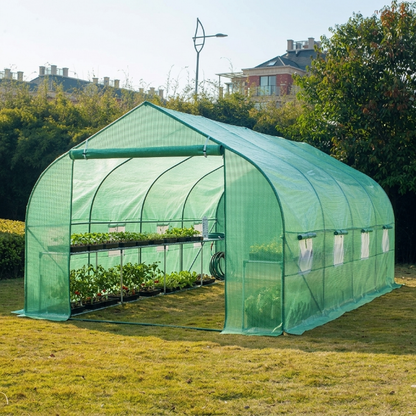 Walk - In Tunnel Greenhouse – All - Season Plant Hot House with Dome & Peak Roof Options - General Equipment with 20' x 10' x 7' Peak | Sold by Uncle Wiener's Wholesale