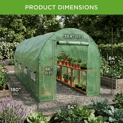 Walk - In Tunnel Greenhouse – All - Season Plant Hot House with Dome & Peak Roof Options - General Equipment with 15' x 7' x 7' Dome | Sold by Uncle Wiener's Wholesale