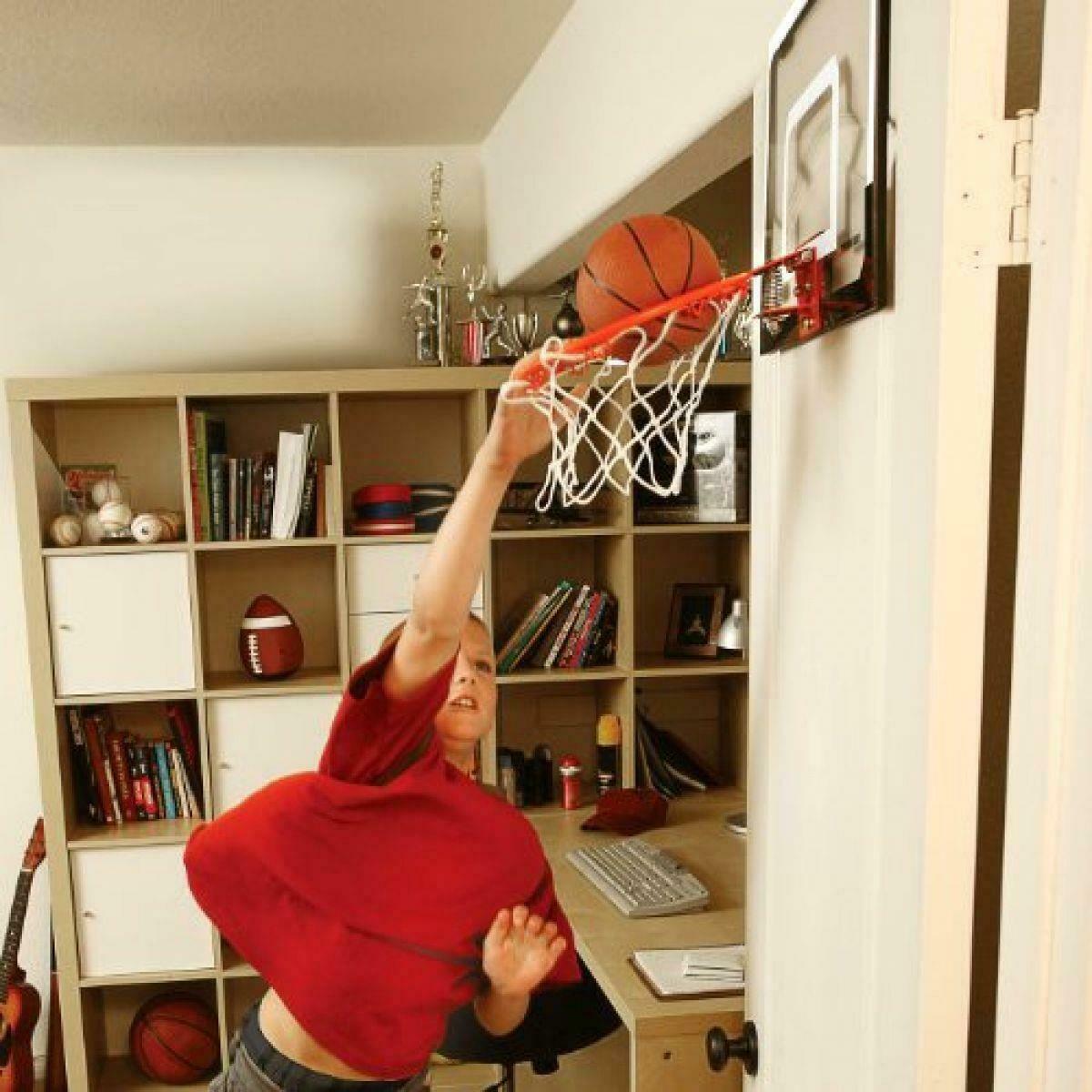 Wall Mounted Basketball Backboard with Rim, Ball & Pump – Indoor Hoop Set 419BB - with | Sold by Uncle Wiener's Wholesale