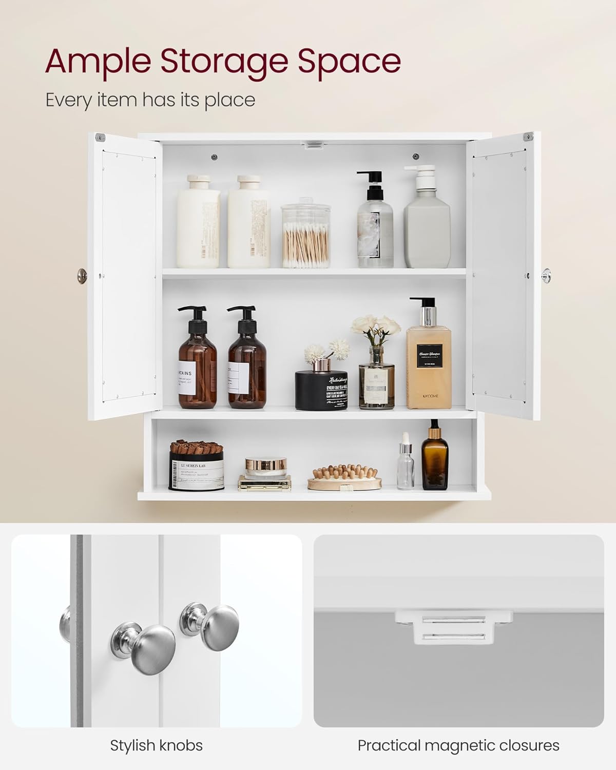 Wall Mounted Bathroom Cabinet with Mirror – 2 - Door Storage Organizer S1325 - with | Sold by Uncle Wiener's Wholesale
