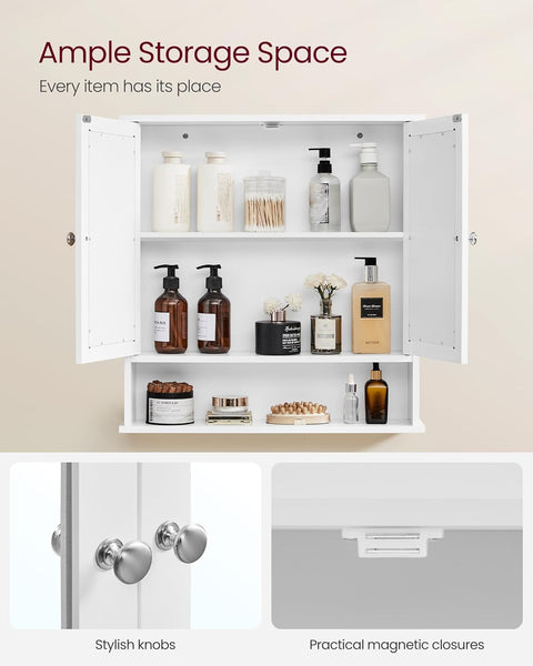 Wall Mounted Bathroom Cabinet with Mirror – 2 - Door Storage Organizer S1325 - with | Sold by Uncle Wiener's Wholesale
