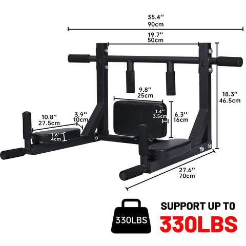Wall Mounted Pull Up and Dip Bar Multi Function Chin Up Station 330lb Capacity Steel Frame AMWPB73 - with | Sold by Uncle Wiener's Wholesale
