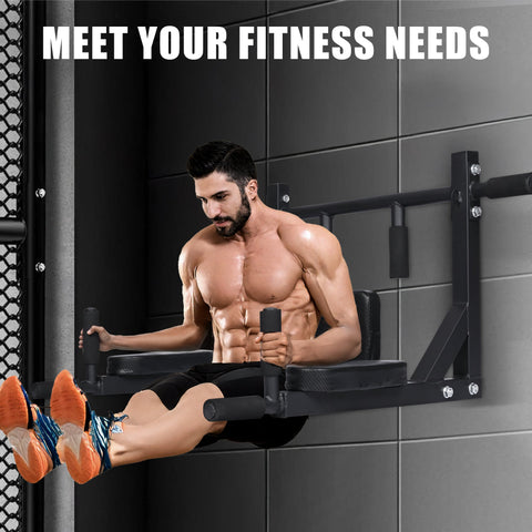 Wall Mounted Pull Up and Dip Bar Multi Function Chin Up Station 330lb Capacity Steel Frame AMWPB73 - with | Sold by Uncle Wiener's Wholesale