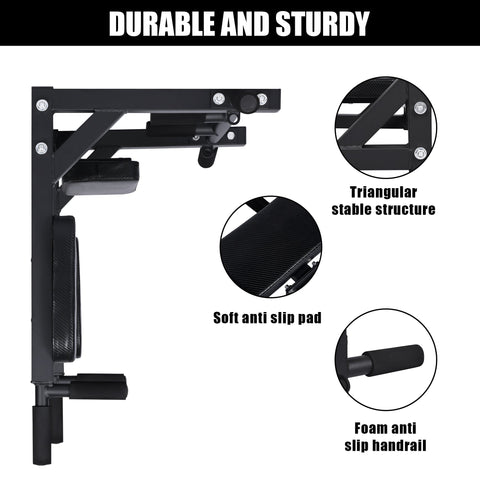 Wall Mounted Pull Up and Dip Bar Multi Function Chin Up Station 330lb Capacity Steel Frame AMWPB73 - with | Sold by Uncle Wiener's Wholesale