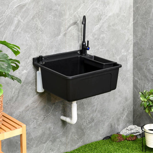 Wall - Mounted Utility Sink with Faucet – Compact Laundry & Garden Wash Basin WMS445BK - with | Sold by Uncle Wiener's Wholesale