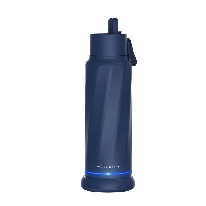 WATERH Vita Smart Water Bottle – Insulated Stainless Steel Hydration Tracker with Drink Reminder, 18 oz - General Equipment with Navy Blue | Sold by Uncle Wiener's Wholesale