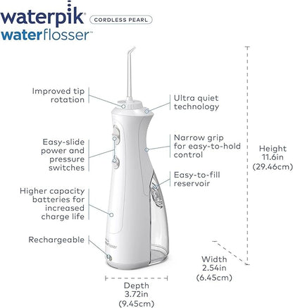 Waterpik Cordless Pearl Rechargeable Water Flosser WF - 13 White with 4 Tips - General Equipment with | Sold by Uncle Wiener's Wholesale