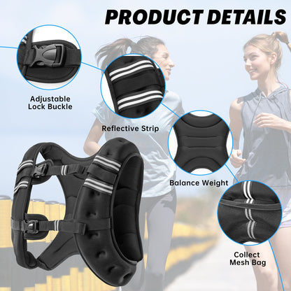 Weighted Vest with Reflective Strips – 16 lb, 20 lb & 30 lb Adjustable Training Vest - with 20 lb Weighted Vest | Sold by Uncle Wiener's Wholesale