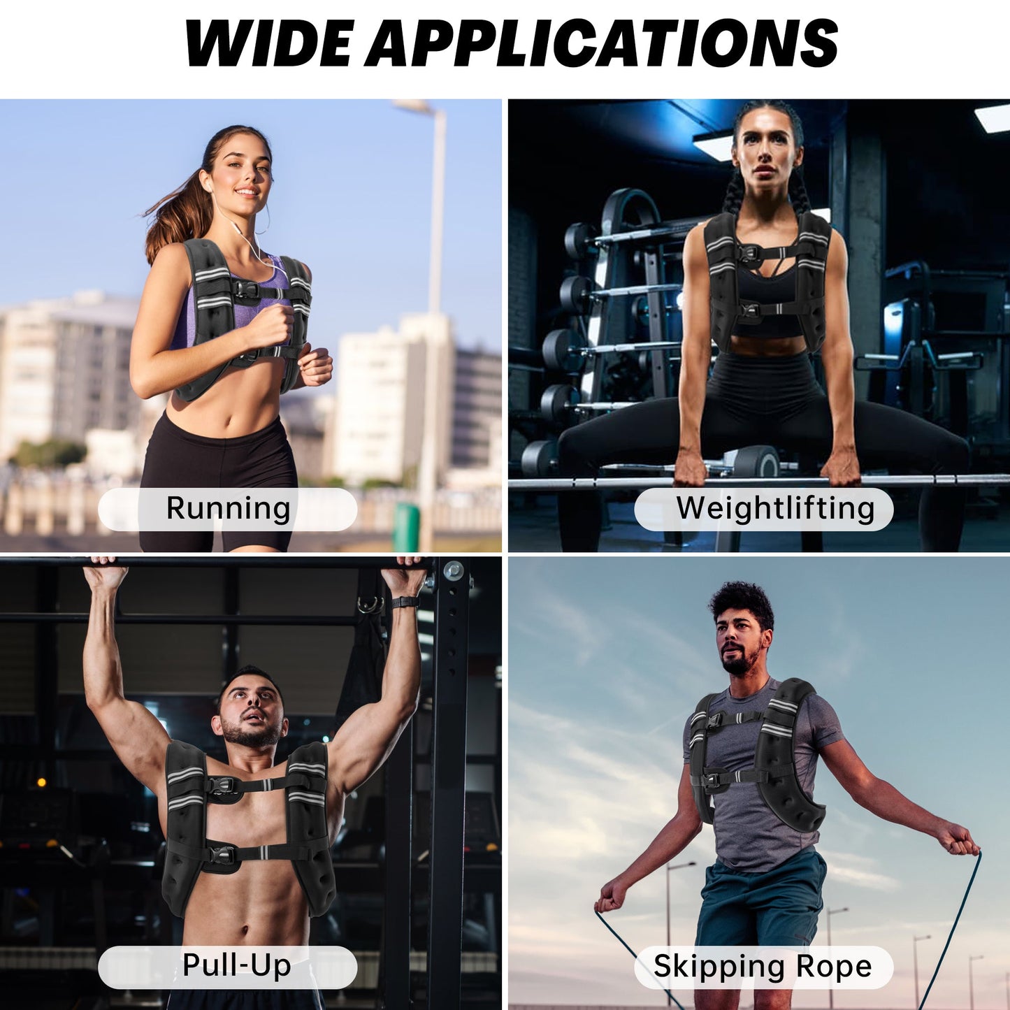 Weighted Vest with Reflective Strips – 16 lb, 20 lb & 30 lb Adjustable Training Vest - with 20 lb Weighted Vest | Sold by Uncle Wiener's Wholesale