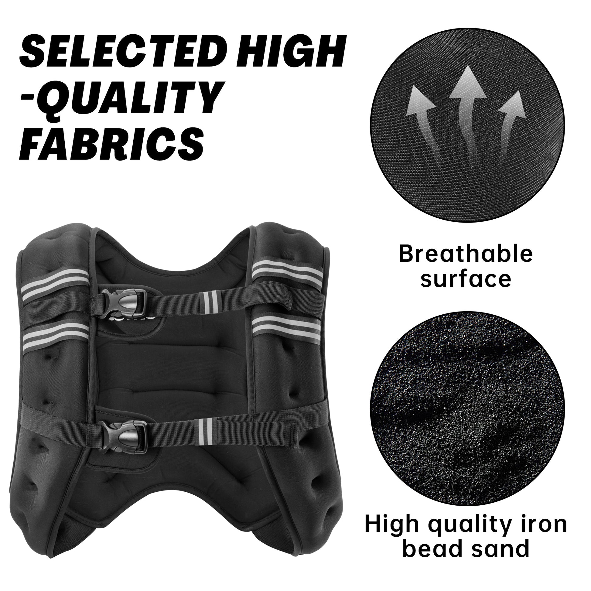 Weighted Vest with Reflective Strips – 16 lb, 20 lb & 30 lb Adjustable Training Vest - with 30 lb Weighted Vest | Sold by Uncle Wiener's Wholesale