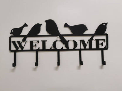 Welcome Bird Design Metal Wall Hook – Decorative 24"x11" Iron Hanger Rack H0761 - with | Sold by Uncle Wiener's Wholesale