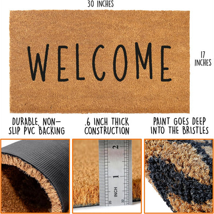 Welcome Front Door Mat assorted size – Natural Coir Outdoor Doormat with Non-Slip PVC Backing - Home decor with | Sold by Uncle Wiener's Wholesale