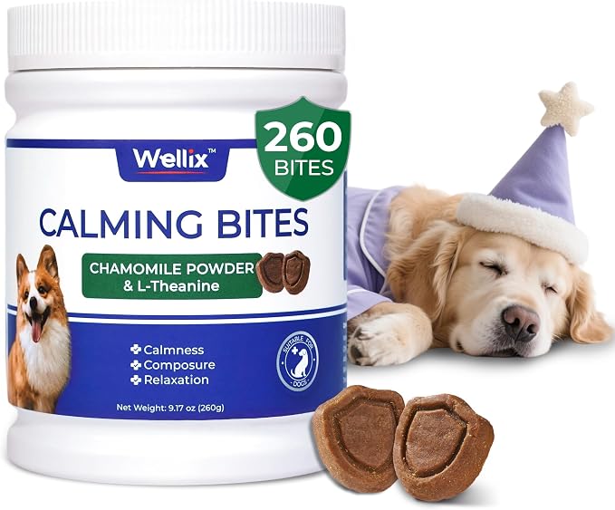 Wellix Calming Chews for Dogs – 260 Chicken-Flavour Soft Bites with Melatonin, L-Theanine, Chamomile & Valerian Root - Pet products with | Sold by Uncle Wiener's Wholesale