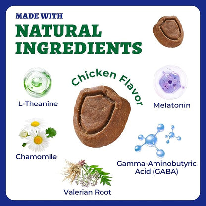 Wellix Calming Chews for Dogs – 260 Chicken-Flavour Soft Bites with Melatonin, L-Theanine, Chamomile & Valerian Root - Pet products with | Sold by Uncle Wiener's Wholesale
