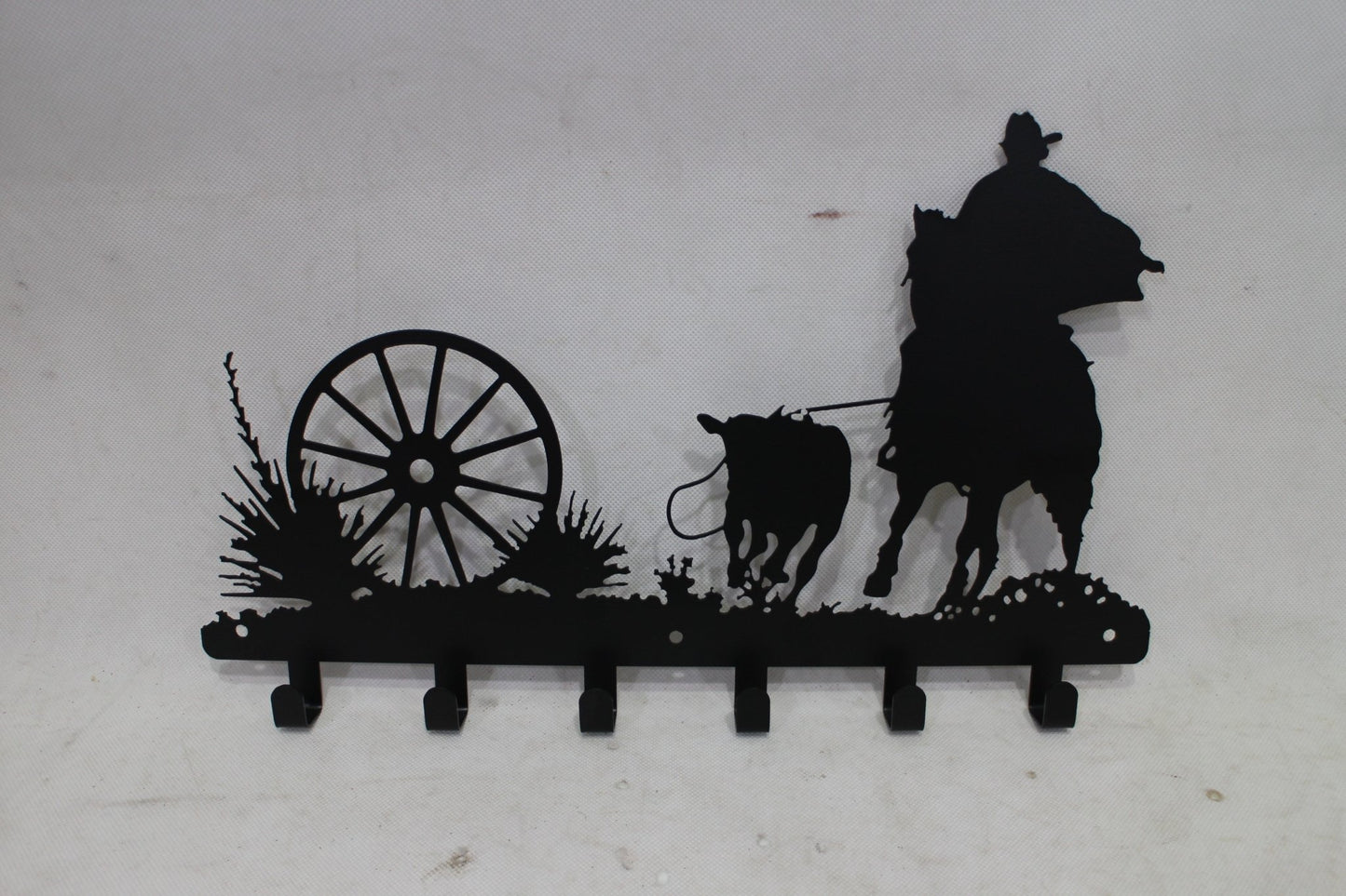 Western Metal Wall Hook Rack 17.75″ × 11″ – Rustic Coat & Key Holder (2 Designs) - with Deer & Forest Scene Hook Rack | Sold by Uncle Wiener's Wholesale