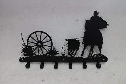 Western Metal Wall Hook Rack 17.75″ × 11″ – Rustic Coat & Key Holder (2 Designs) - with Deer & Forest Scene Hook Rack | Sold by Uncle Wiener's Wholesale