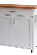 Wheeled White Kitchen Island Cart with Storage, Drawer & Spice Rack – SKU JWKT20042303 - with | Sold by Uncle Wiener's Wholesale