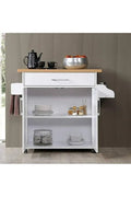Wheeled White Kitchen Island Cart with Storage, Drawer & Spice Rack – SKU JWKT20042303 - with | Sold by Uncle Wiener's Wholesale