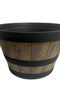 Whiskey Barrel Style Planter – 20 Rustic Faux Wood Garden Pot, Durable PP G5786 - with | Sold by Uncle Wiener's Wholesale