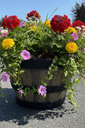 Whiskey Barrel Style Planter – 20 Rustic Faux Wood Garden Pot, Durable PP G5786 - with | Sold by Uncle Wiener's Wholesale