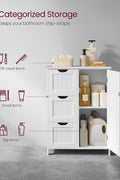 white bathroom cabinet with drawers and shelf
modern floor cabinet in white MDF
slim bathroom storage furniture
bathroom organizer with 3 drawers and adjustable shelf
compact cabinet for toiletries and towels