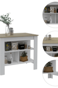 White Kitchen 3 - Shelf Island with Open Storage & Seating Countertop KI002W - with | Sold by Uncle Wiener's Wholesale