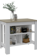 White Kitchen 3 - Shelf Island with Open Storage & Seating Countertop KI002W - with | Sold by Uncle Wiener's Wholesale