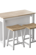 White Kitchen Island with Open Shelves &amp; 2 Stools – Modern Farmhouse Style KI001W - with | Sold by Uncle Wiener's Wholesale