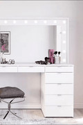 White Makeup Vanity Table with Mirror, Drawers & Stool – Modern Dressing Table Desk for Bedroom – DT054W - with | Sold by Uncle Wiener's Wholesale