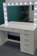 White Makeup Vanity Table with Mirror, Drawers & Stool – Modern Dressing Table Desk for Bedroom – DT054W - with | Sold by Uncle Wiener's Wholesale