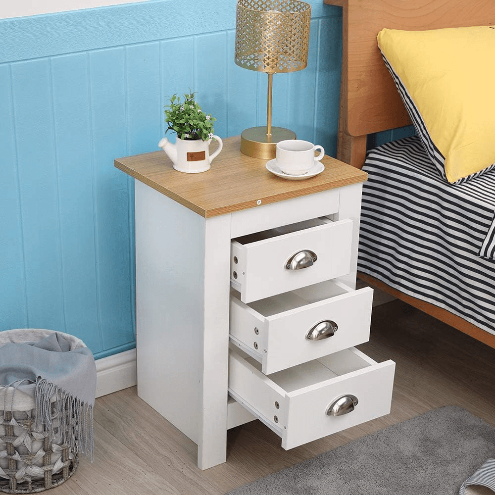 White Oak Top Bedroom Furniture – Dressers, Nightstands & Storage - with 3 - Drawer | Sold by Uncle Wiener's Wholesale
