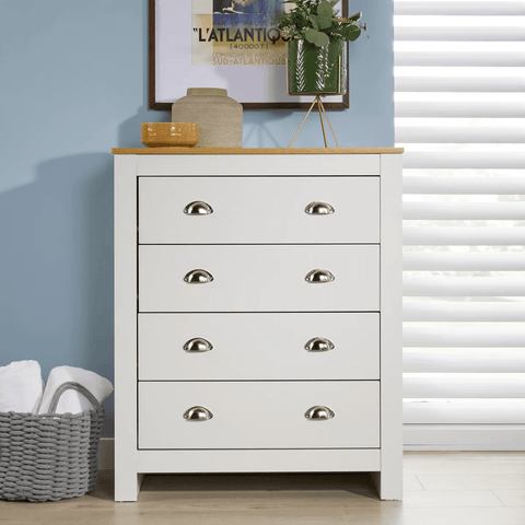 White Oak Top Bedroom Furniture – Dressers, Nightstands & Storage - with 4 Drawers | Sold by Uncle Wiener's Wholesale