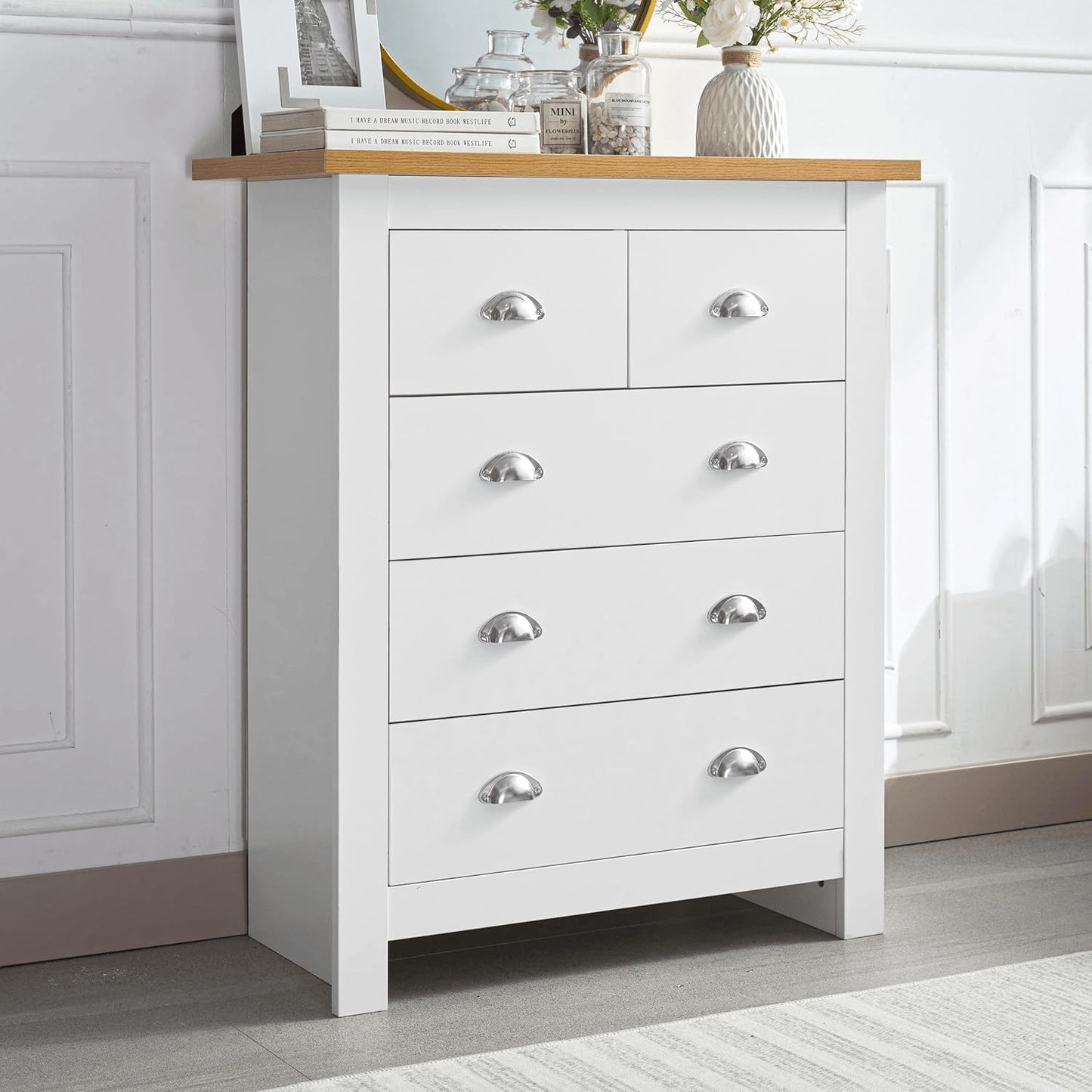 White Oak Top Bedroom Furniture – Dressers, Nightstands & Storage - with 4 Drawers | Sold by Uncle Wiener's Wholesale