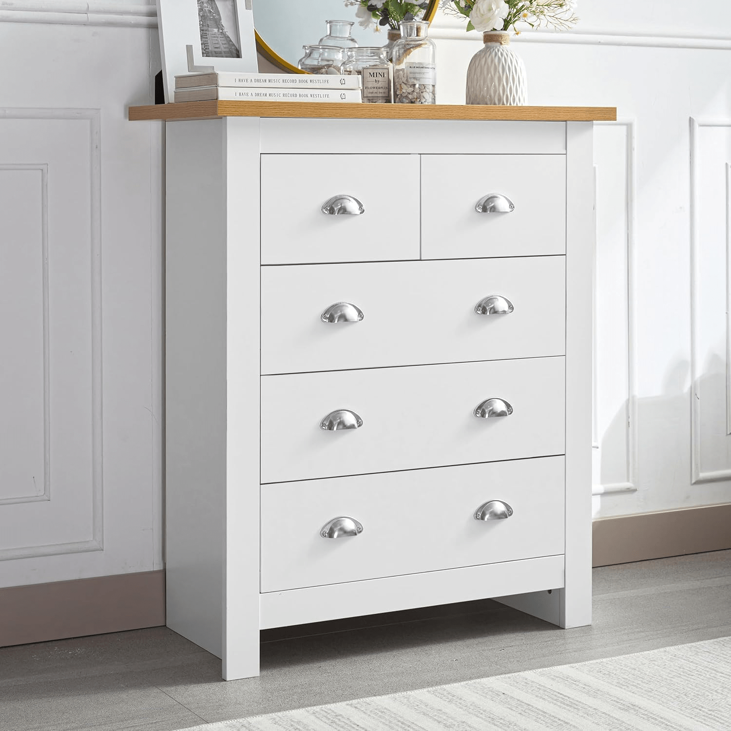 White Oak Top Bedroom Furniture – Dressers, Nightstands & Storage - with 4 Drawers | Sold by Uncle Wiener's Wholesale
