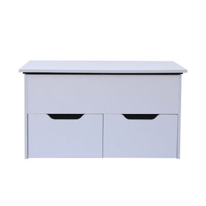 White Sliding Coffee Table with 2 Drawers Storage Shelf 33.5" CFT285
