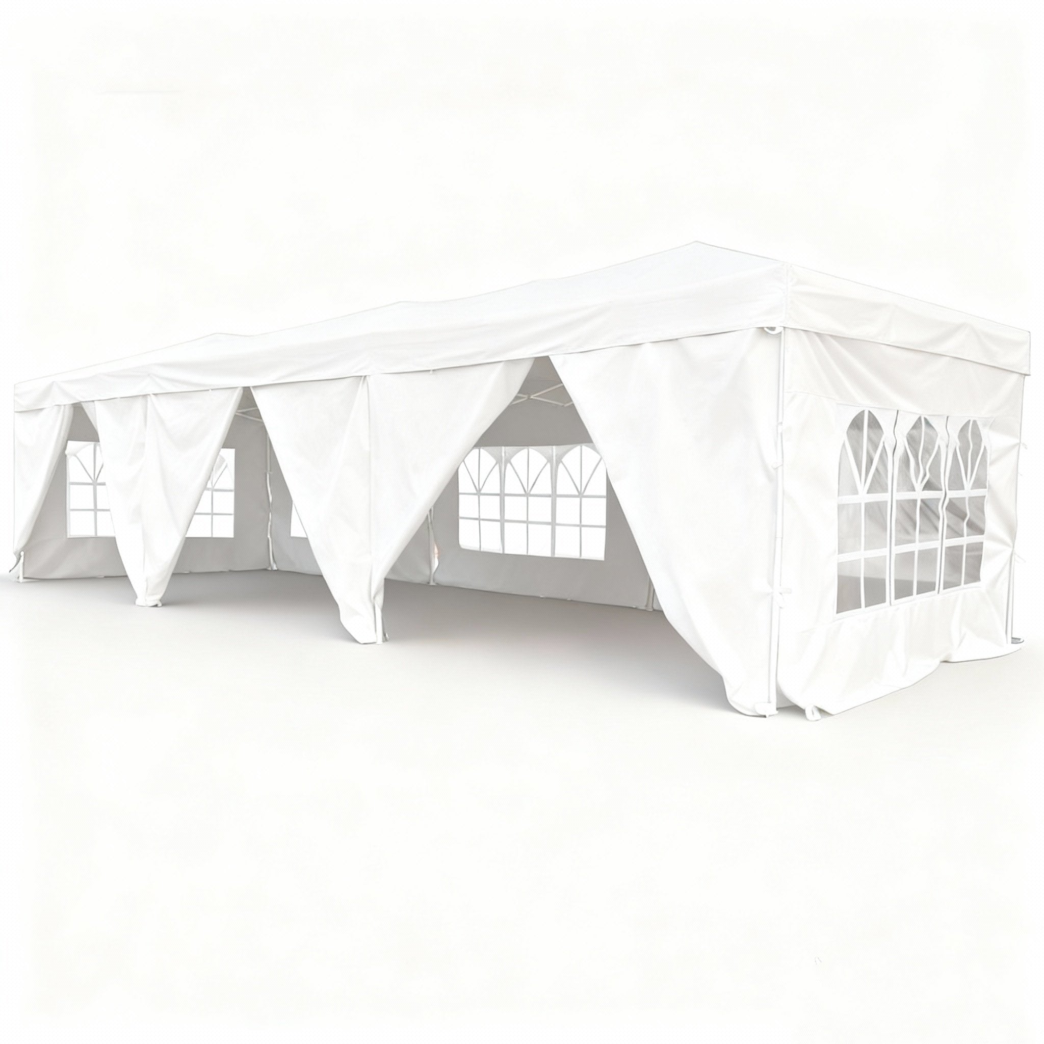 10 x 30 Ft Folding Gazebo Canopy Steel Frame Waterproof 420D Oxford PVC Outdoor Shelter