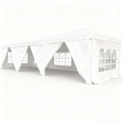 10 x 30 Ft Folding Gazebo Canopy Steel Frame Waterproof 420D Oxford PVC Outdoor Shelter