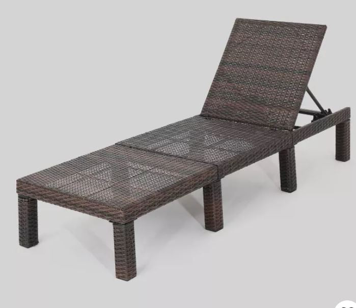 Wicker Patio Chaise Lounge – Adjustable Outdoor Recliner with Iron Frame 726633 - with | Sold by Uncle Wiener's Wholesale