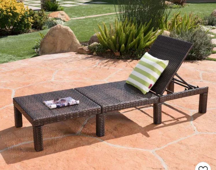 Wicker Patio Chaise Lounge – Adjustable Outdoor Recliner with Iron Frame 726633 - with | Sold by Uncle Wiener's Wholesale