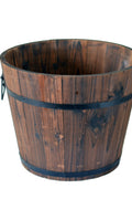 Wood Barrel Planter 16" x 13" – Rustic Wooden Flower Pot for Garden & Patio WPG16 - with | Sold by Uncle Wiener's Wholesale