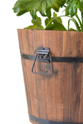 Wood Barrel Planter 16" x 13" – Rustic Wooden Flower Pot for Garden & Patio WPG16 - with | Sold by Uncle Wiener's Wholesale