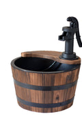 Wood Barrel Water Fountain – Rustic Hand Pump Outdoor Garden Decor WWF48 - with | Sold by Uncle Wiener's Wholesale