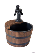 Wood Barrel Water Fountain – Rustic Hand Pump Outdoor Garden Decor WWF48 - with | Sold by Uncle Wiener's Wholesale