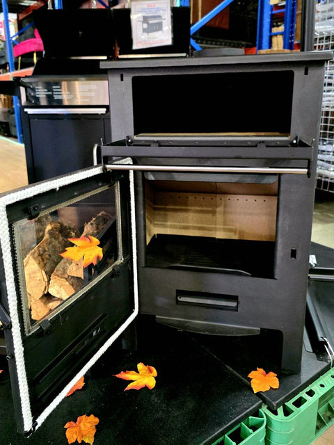 Wood Burning Fireplace Cook Stove – Rustic Heating & Cooking Solution | SKU: 1214339 - with | Sold by Uncle Wiener's Wholesale