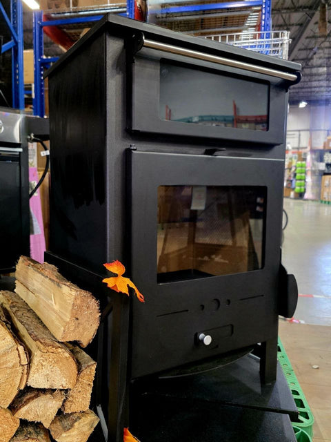Wood Burning Fireplace Cook Stove – Rustic Heating & Cooking Solution | SKU: 1214339 - with | Sold by Uncle Wiener's Wholesale