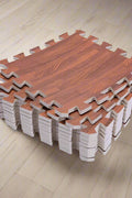 Wood Grain EVA Interlocking Floor Tile - Dark finish, puzzle edge design