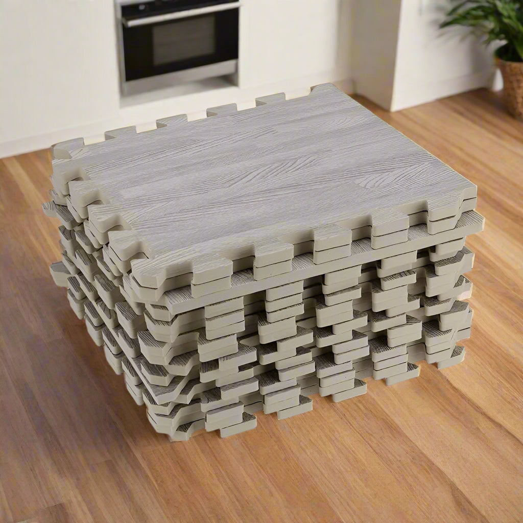 Light Grain Foam Tiles – Home gym or playroom anti-fatigue mat flooring