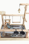 Wooden Bird Playground & Perch Stand – Natural Wood Training & Exercise Gym for Parakeets, Lovebirds & Cockatiels | BG7283 - with | Sold by Uncle Wiener's Wholesale